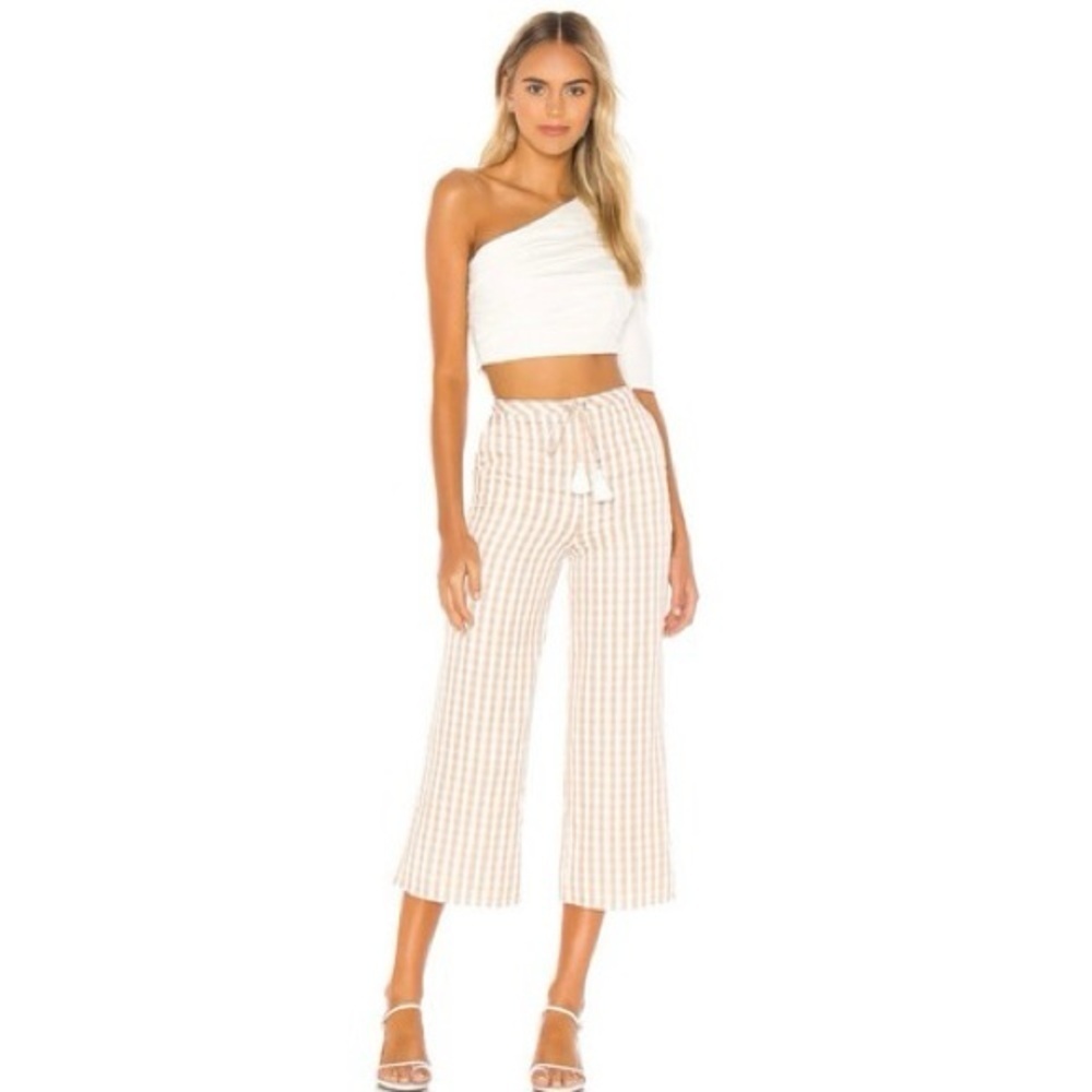 MAJORELLE Theo Gingham Pant in Gold Check